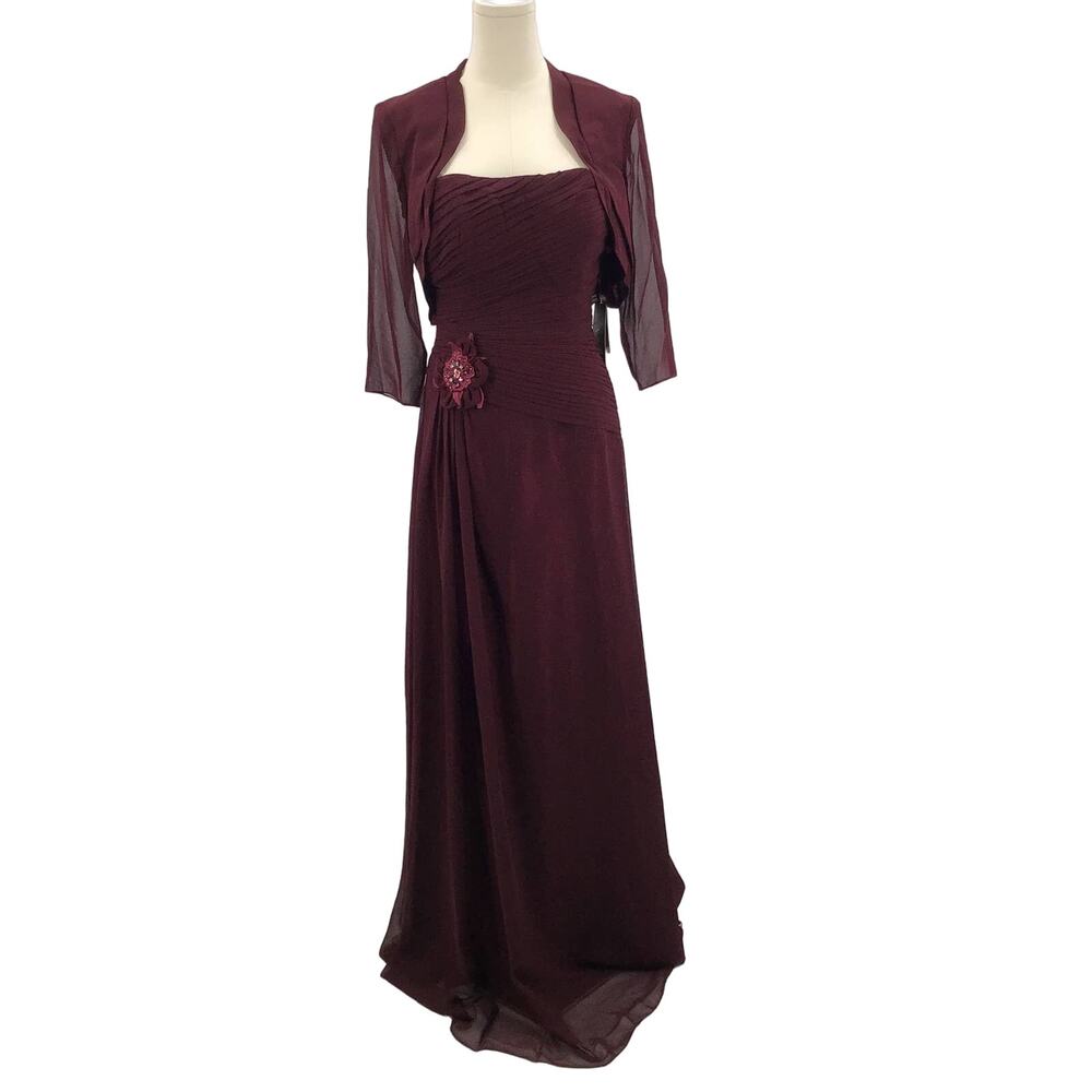 ASPEED SZ S burgundy strapless jacket mother the bride formal maxi dress NWT B42